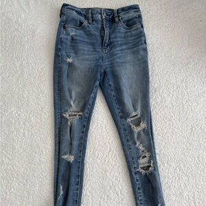 American Eagle Outfitters Blue Distressed Skinny Jeans